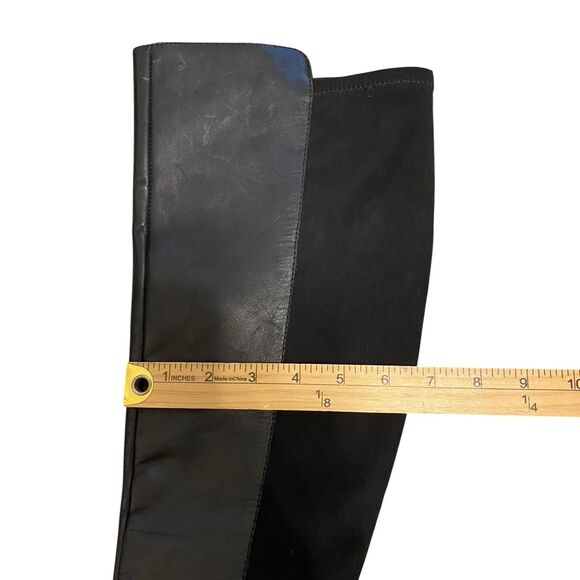 Tahari High Knee Boots 9.5 Black Leather Flats Minimalist Old Money Comfort - Picture 10 of 16